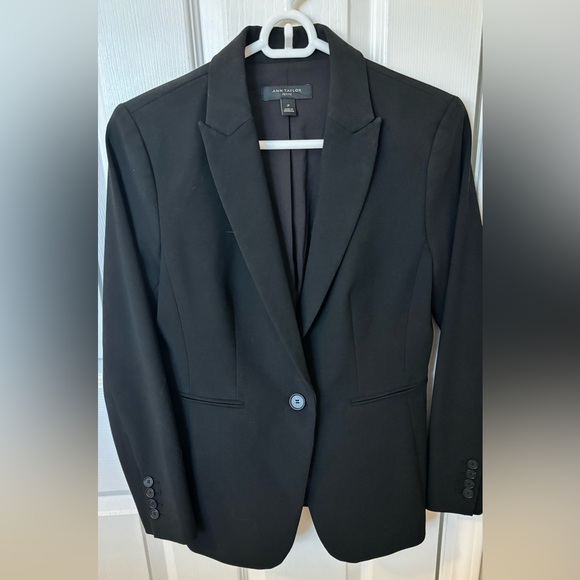 Ann Taylor Long One-Button Blazer Bi-Stretch Petite 2P - Picture 3 of 7